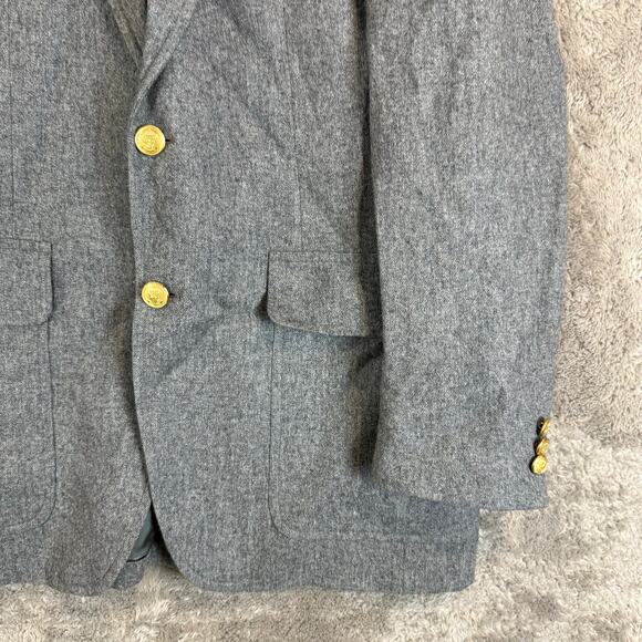 Stanley Blacker Jordan Marsh Gray Wool Blazer Sport Coat Jacket Gold Buttons - Picture 5 of 16